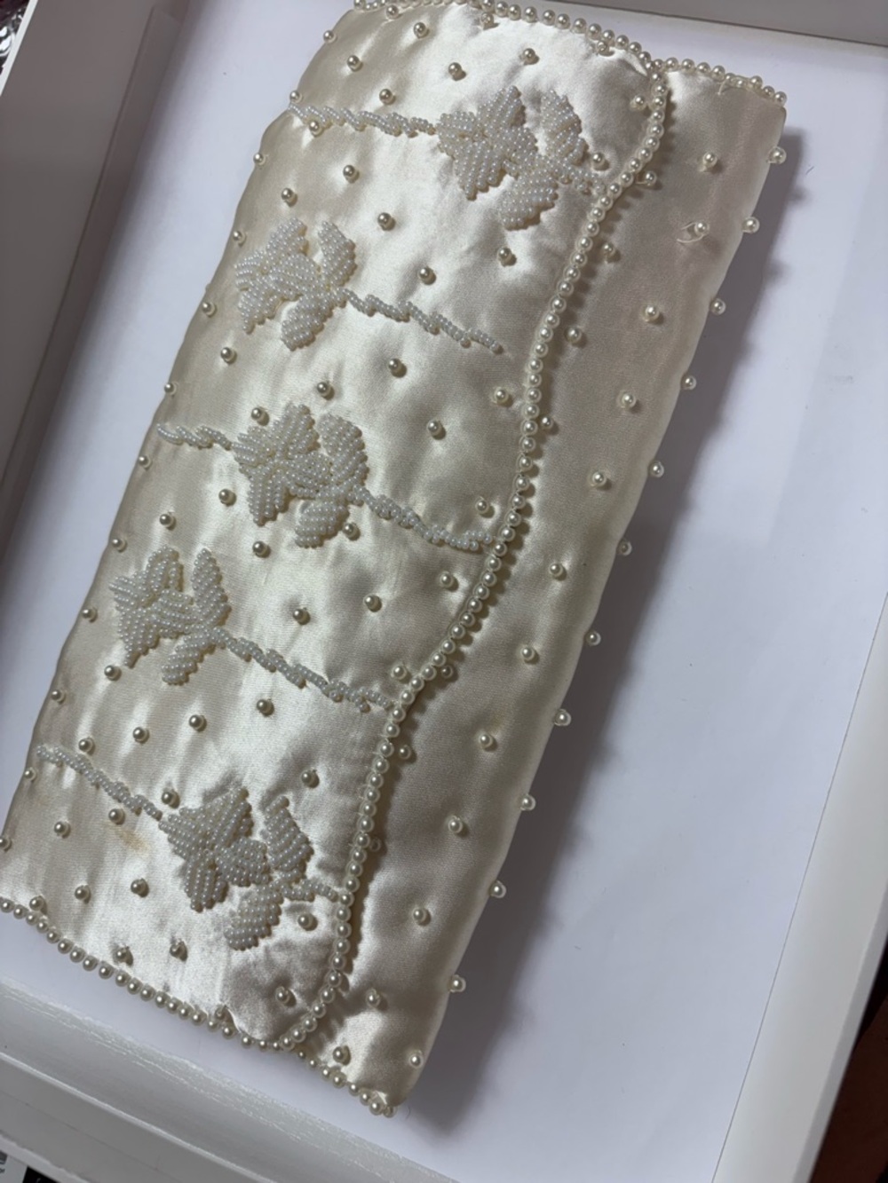 VTG - 1998 Wedding Pearl Clutch Purse 10”x5” - Picture 2 of 8